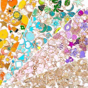 200Pcs Bracelet /Earring Charms Wholesale Bulk Jewelry Making Charms Gold Plated